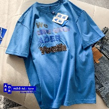 ADER ERROR  2023 신상 Youth 블루 반소매 티셔츠
