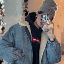 Supreme Faux Shearling Lined Bomber Jacket Denim - 24FW