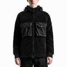스톤아일랜드 21FW 와펜 로고 포켓 플리스 후드자켓