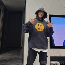 drew 드류하우스 스마일로고 후드티셔츠1 긴팔 남녀공용