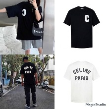 CELINE 셀린느 코튼 저지 루즈 반팔티셔츠
